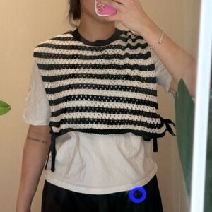 Striped Black and White Women's Top Zara like new 95%